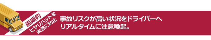 事故リスクが高い状況をドライバーへリアルタイムに注意喚起。